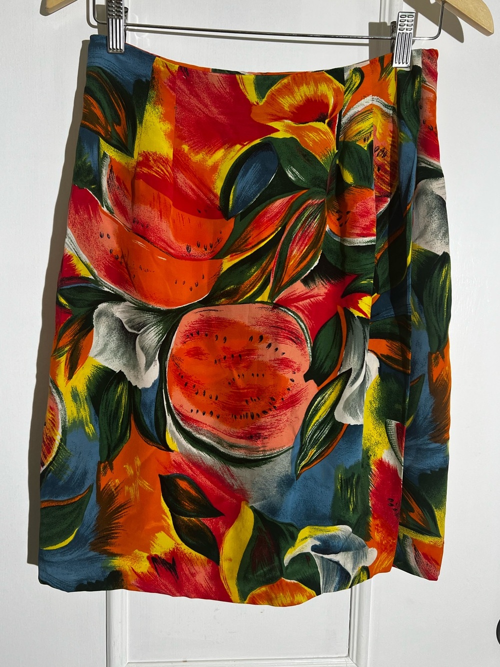 Vintage Silk Tropical Wrap Skirt
